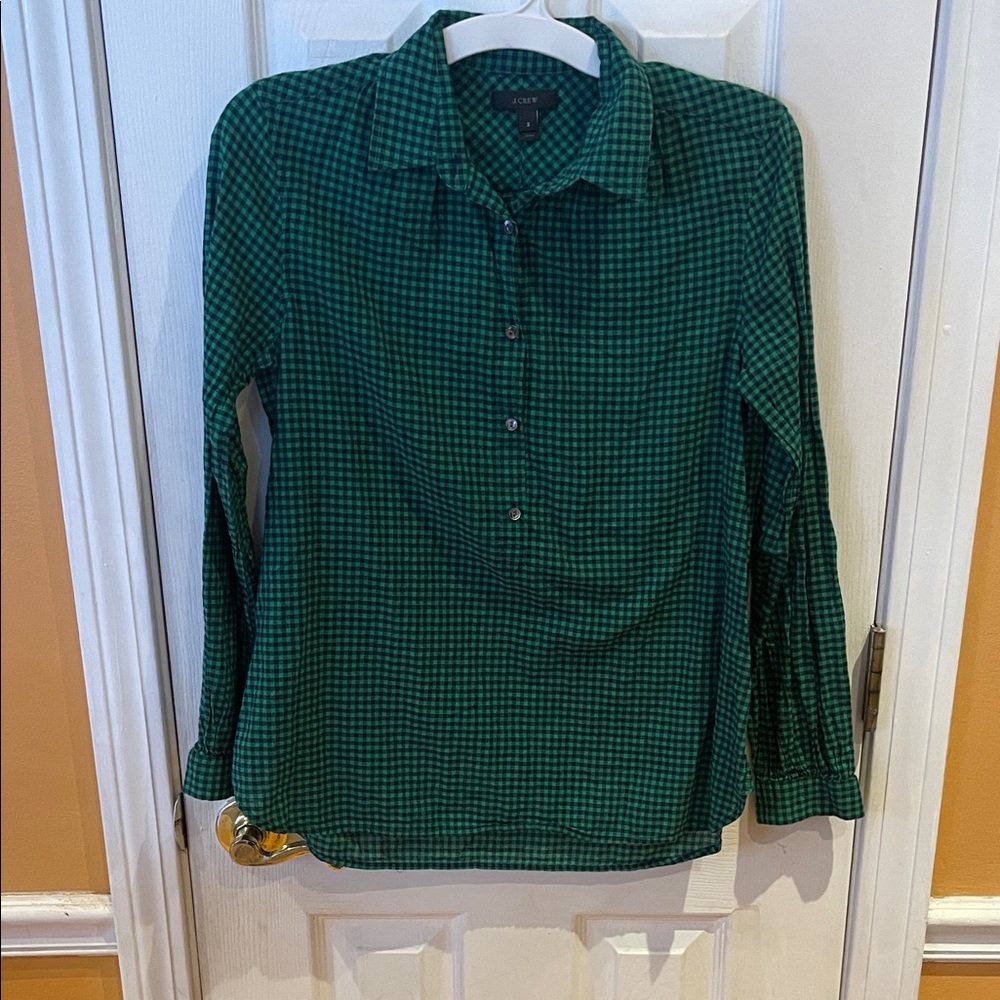 J. Crew Green and navy Plaid Shirt